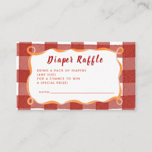 Fall Whimsical Plaid Burgundy Peach Diaper Raffle Enclosure Card