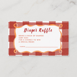 Fall Whimsical Plaid Burgundy Peach Diaper Raffle Enclosure Card