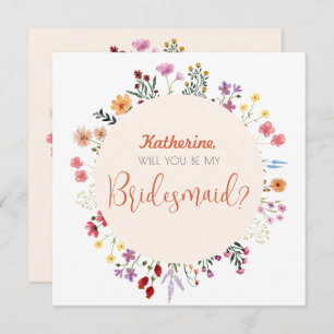 Fall Whimsical Wildflower Floral Bridesmaid Invitation