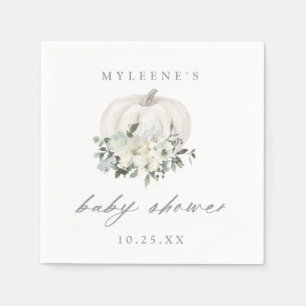 Fall White & Grey Pumpkin Baby Shower Napkin