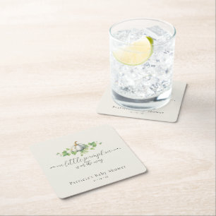 Fall White Pumpkin Baby Shower Square Coasters