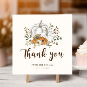 Fall White Pumpkin Bridal Shower Thank You Card