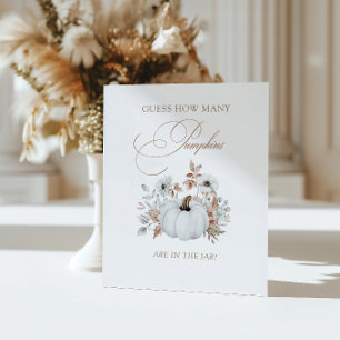 Fall White Pumpkin Guess How Many Pumpkins Pedestal Sign