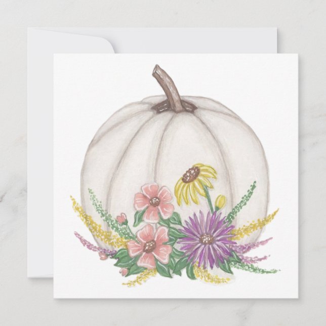 Fall White Pumpkin Holiday Card (Front)