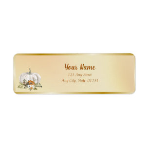Fall White Rust Pumpkin Wedding Return Address Label