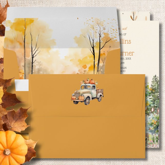 Fall White Rustic Barn Wedding Invite Envelope (Creator Uploaded)