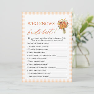 Fall Who Knows The Bride Best Bridal Shower Game Invitation