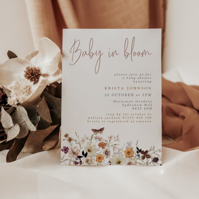 Fall Wild flowers Baby In Bloom Baby Shower Invitation (Creator Uploaded)