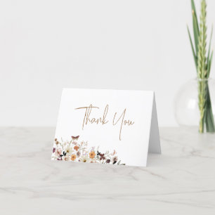 Fall Wild Flowers Baby Shower Folded Thank You Card