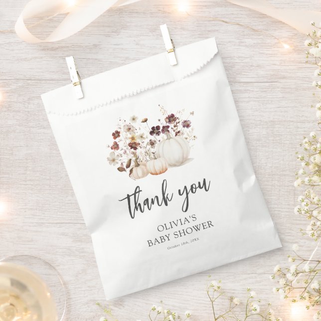 Fall Wildflower Baby Shower Favour Bag (Clipped)