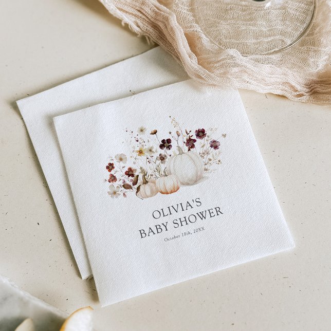 Fall Wildflower Baby Shower Napkin (Creator Uploaded)