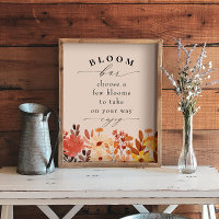 Fall Wildflower Bloom or Flower Bar Poster