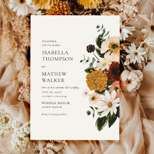 Fall Wildflower Boho Wedding Invitation
