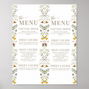 Fall Wildflower Dinner Menu Instant Download Poster