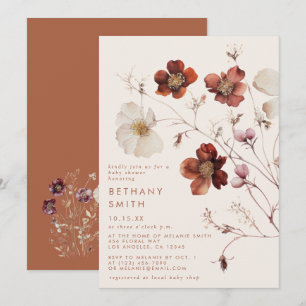 Fall Wildflower Field Baby Shower Invitation