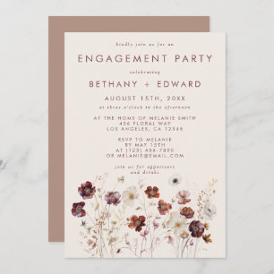 Fall Wildflower Field Engagement Party Invitation