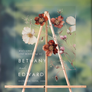 Fall Wildflower Field Wedding Acrylic Sign