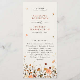 Fall Wildflower Garden Floral Boho Chic wedding Program