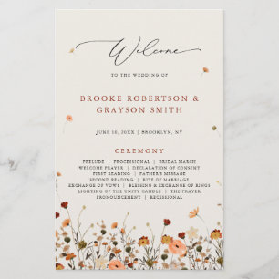 Fall Wildflower Garden Floral Boho Wedding Program