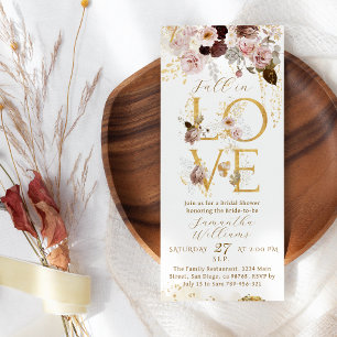 Fall Wildflower Gold Floral Bridal Shower Invitation