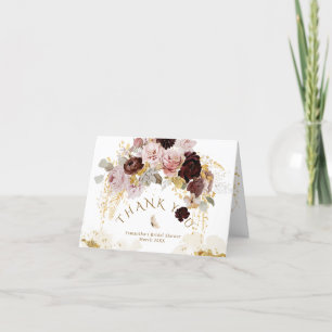 Fall Wildflower Gold Floral Bridal Shower Thank You Card