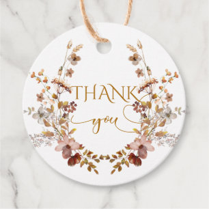 Fall Wildflower Minimalist Elegant Baby Shower  Favour Tags