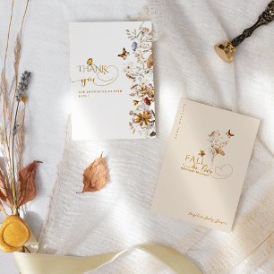 Fall Wildflower Minimalist Elegant Baby Shower  Thank You Card