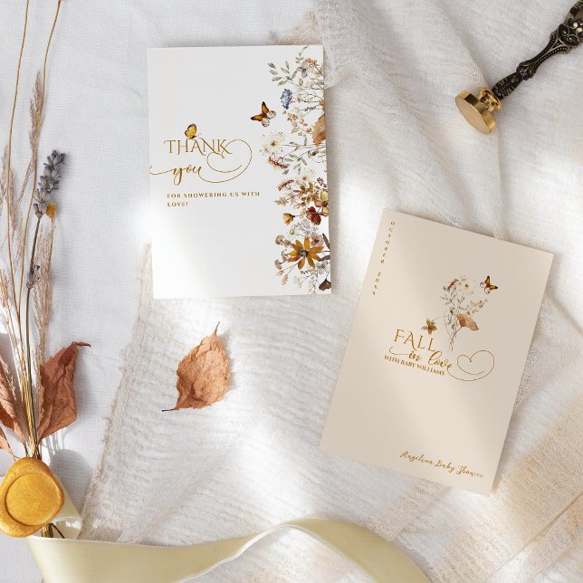 Fall Wildflower Minimalist Elegant Baby Shower  Thank You Card (Creator Uploaded)