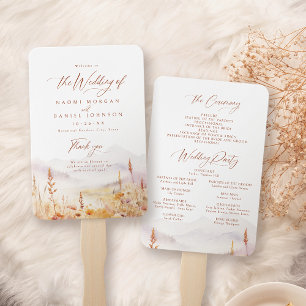 Fall Wildflower Mountain Rustic Wedding Programs Hand Fan