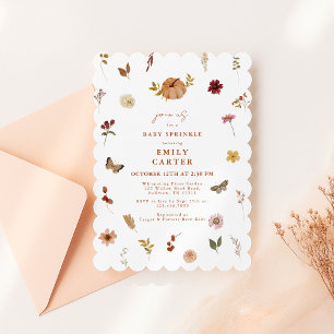 Fall Wildflower Pumpkin Baby Sprinkle Invitation