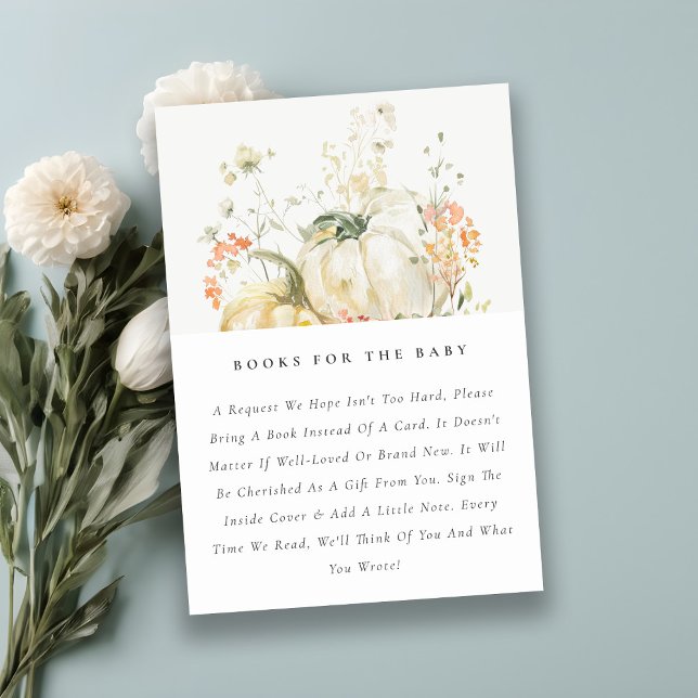 Fall Wildflower Pumpkin Books For Baby Shower Enclosure Card (Creator Uploaded)