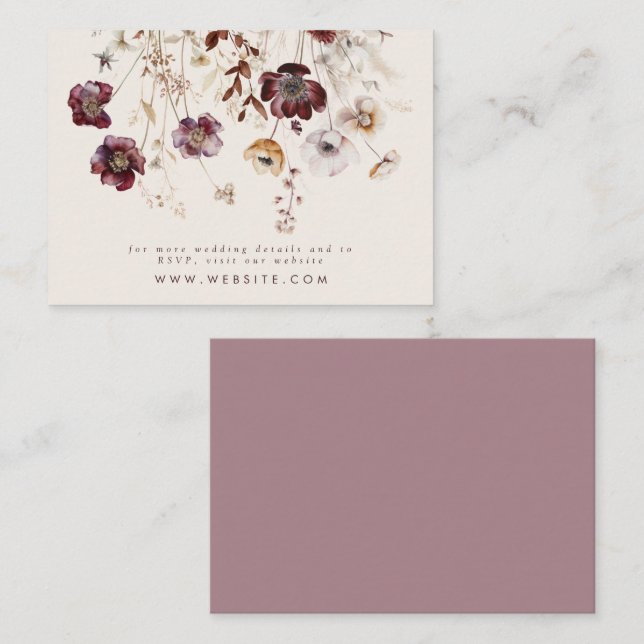 Fall Wildflower Wedding Website Enclosure Card (Front/Back)