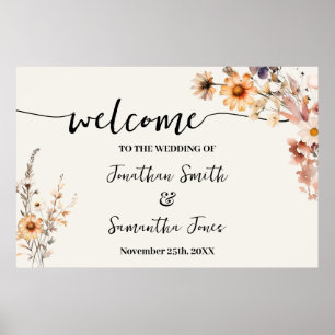 Fall Wildflower Welcome Wedding Ceremony Reception Poster