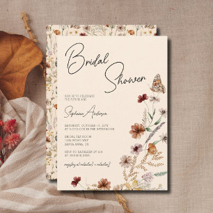 Fall Wildflowers Boho Bridal Shower Invitation