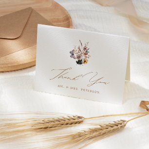 Fall Wildflowers Bouquet Folded Wedding Thank You Card