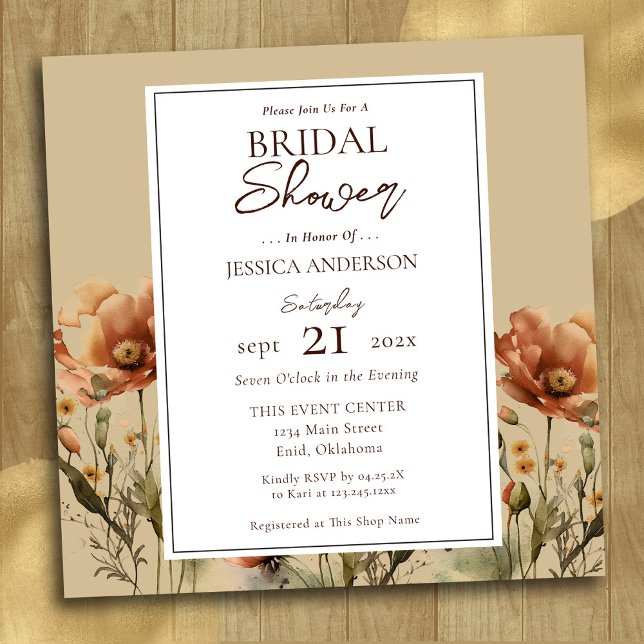 Fall Wildflowers Bridal Shower Invitation (Creator Uploaded)