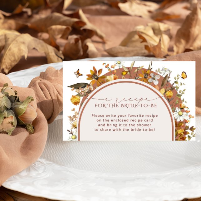 Fall Wildflowers Bridal Shower Recipe Request  Enclosure Card (Creator Uploaded)