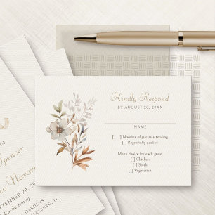 Fall Wildflowers Elegant Wedding RSVP Card