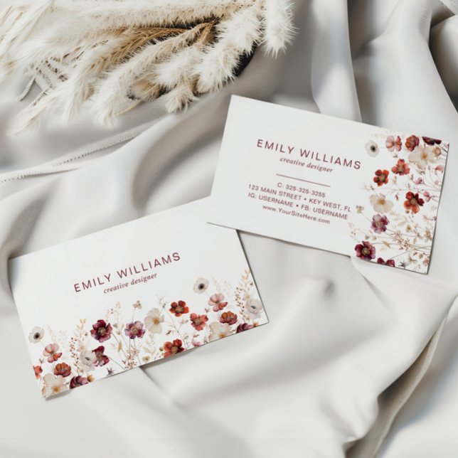Fall Wildflowers Floral Business Card (Creator Uploaded)