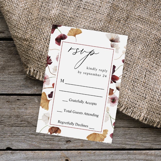 Fall Wildflowers Floral no Meal RSVP Card (Creator Uploaded)