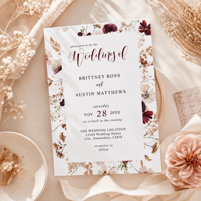 Fall Wildflowers Floral Wedding  Invitation (Creator Uploaded)