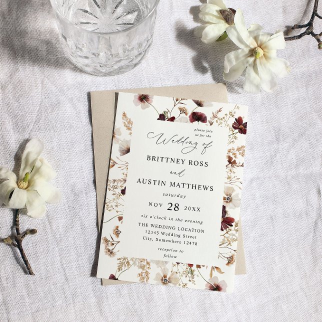 Fall Wildflowers Floral Wedding Invitation (Creator Uploaded)