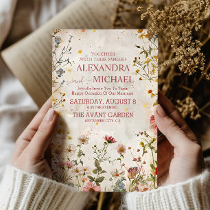 Fall Wildflowers Floral Wedding Invitation