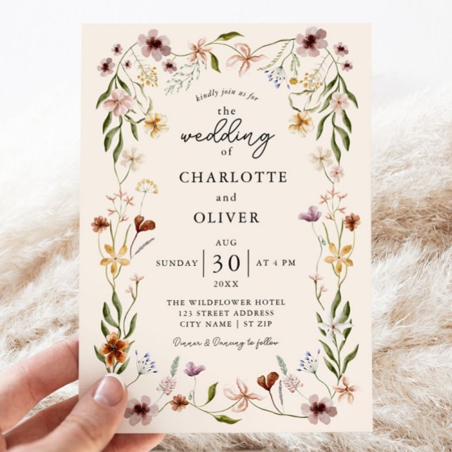 Fall Wildflowers Floral Wedding Invitation (Creator Uploaded)