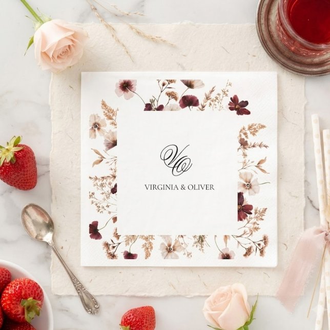 Fall Wildflowers Floral Wedding  Napkin (Creator Uploaded)