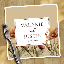 Fall Wildflowers Floral Wedding Napkins