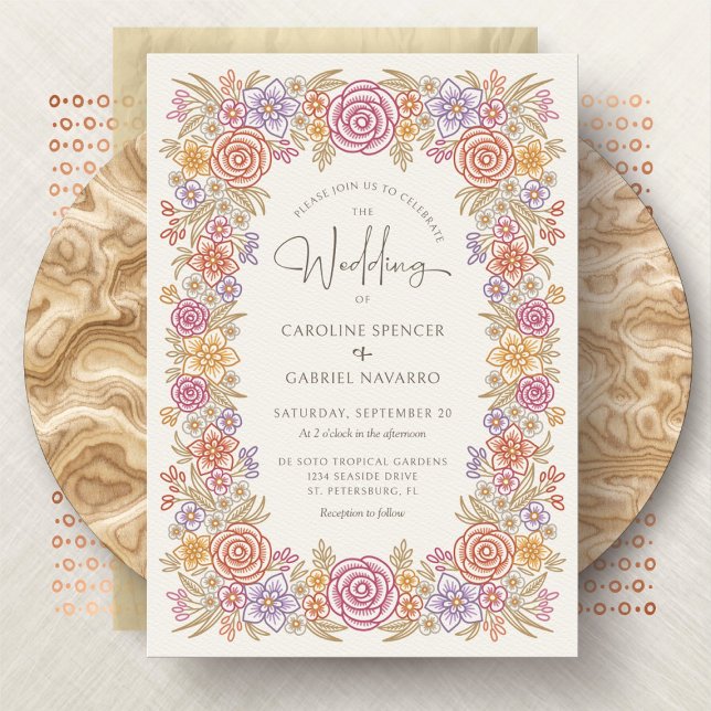 Fall Wildflowers Romantic Wedding Invitation (Creator Uploaded)