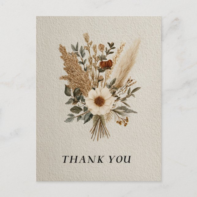 Fall Wildflowers Textured Paper Thank You Card (Front)