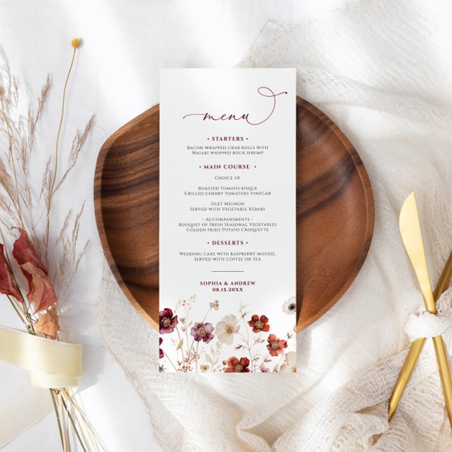 Fall Wildflowers Wedding Menu (Creator Uploaded)