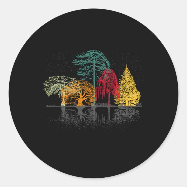 Fall Wildlife Outdoor Trees Reflection Forest Natu Classic Round Sticker (Front)